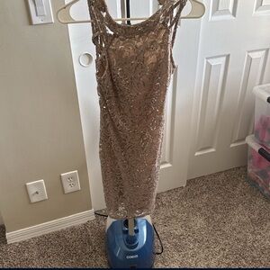 Elegant Lace Dress - Tan